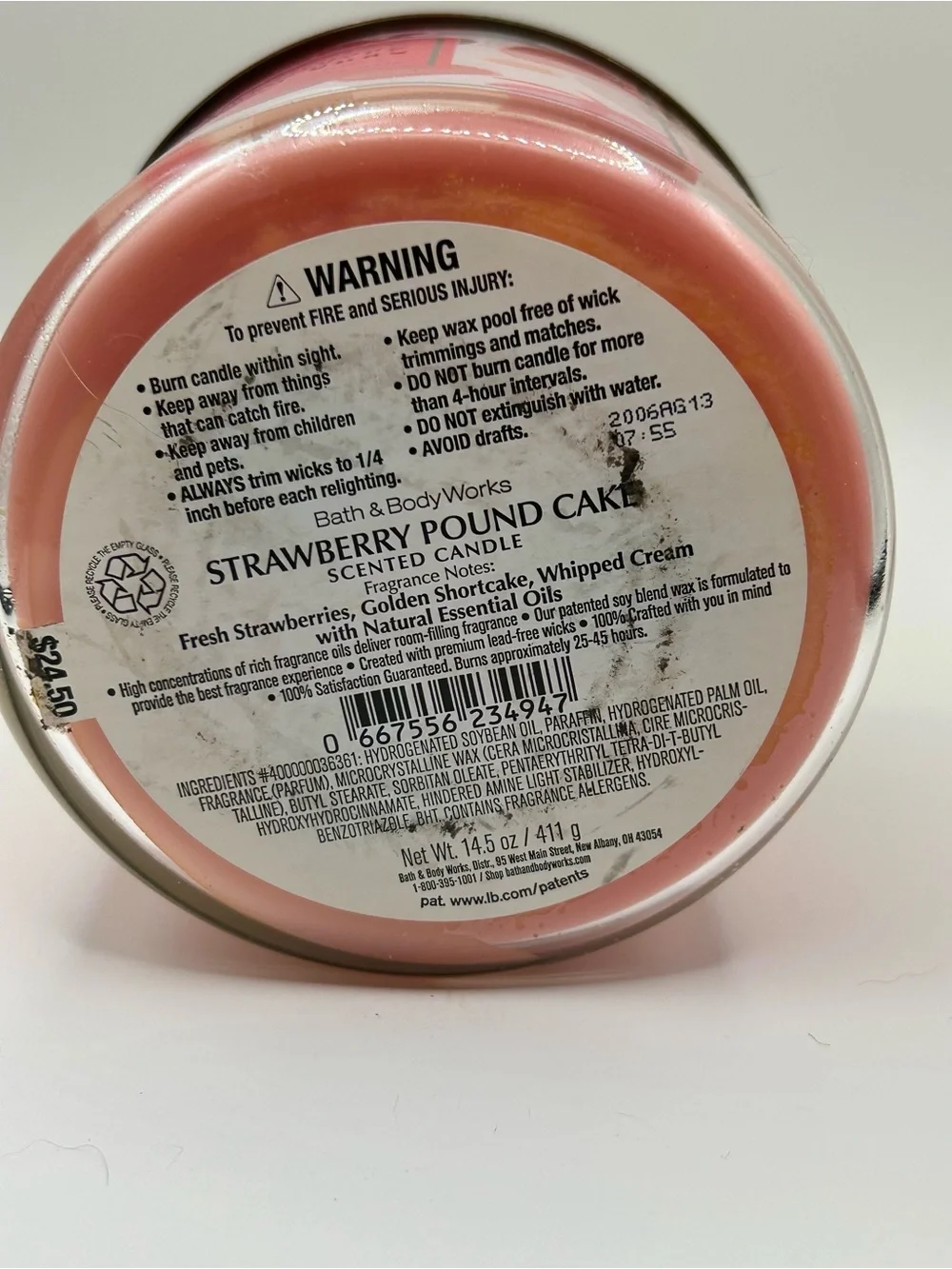 Bath & Body Works Strawberry Pound Cake Scented Candle - Red, Pink, Green - Picture 3 of 3